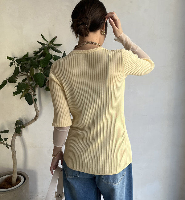  「【WEB限定】袖シアーリブカーディガン」|カーディガン|