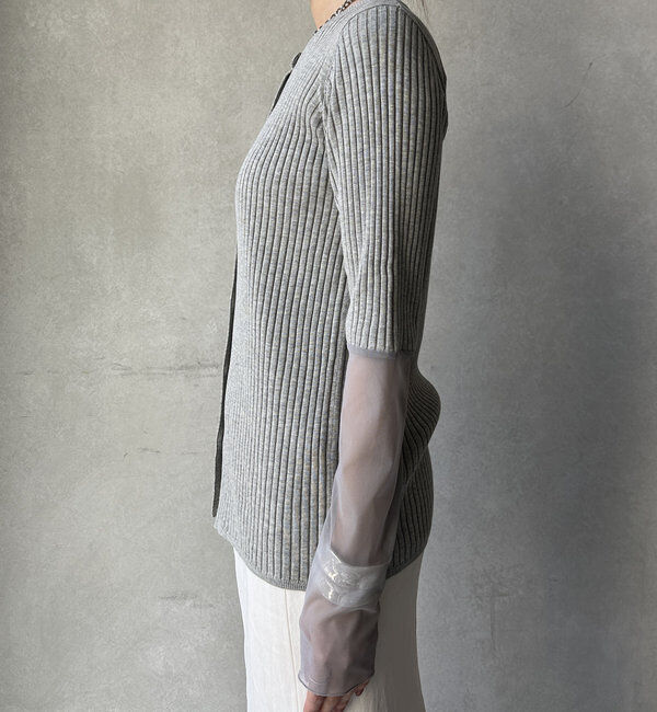  「【WEB限定】袖シアーリブカーディガン」|カーディガン|