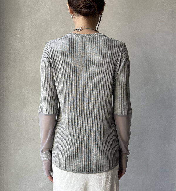  「【WEB限定】袖シアーリブカーディガン」|カーディガン|