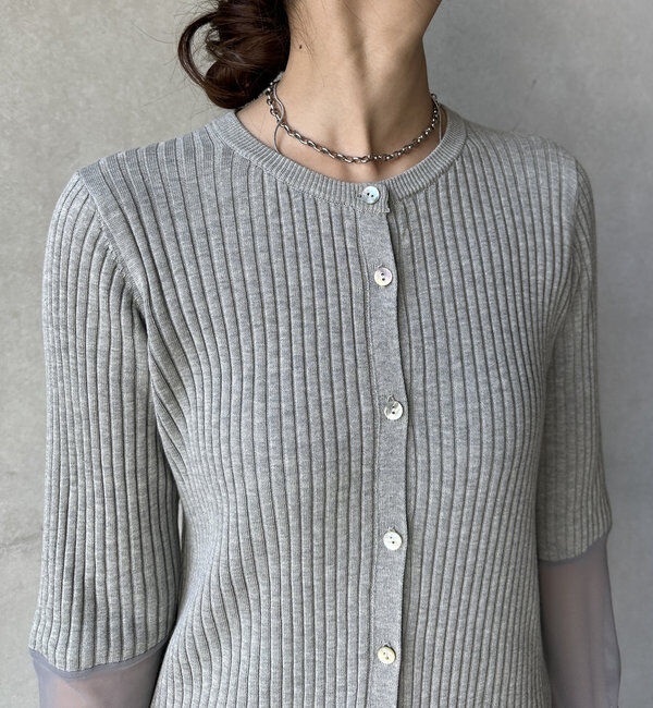  「【WEB限定】袖シアーリブカーディガン」|カーディガン|