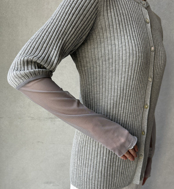  「【WEB限定】袖シアーリブカーディガン」|カーディガン|