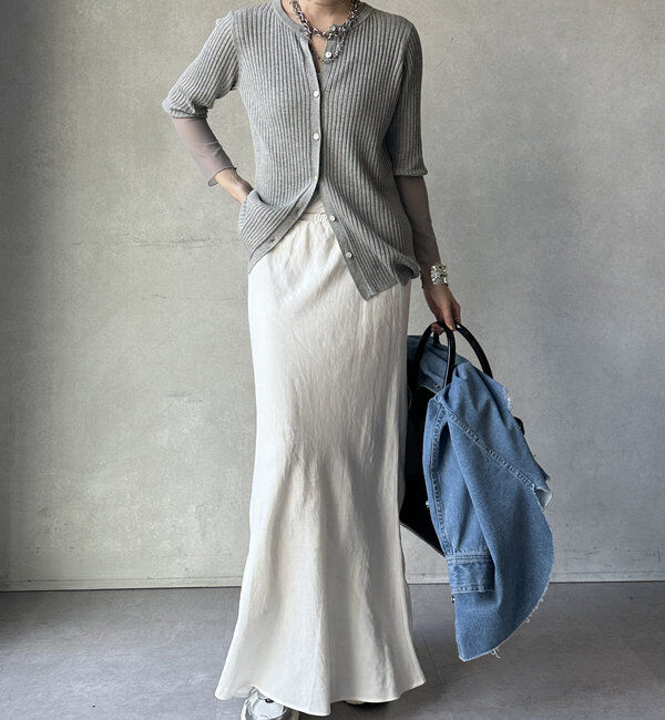  「【WEB限定】袖シアーリブカーディガン」|カーディガン|