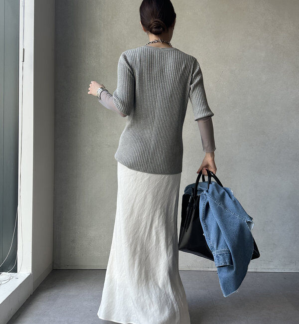  「【WEB限定】袖シアーリブカーディガン」|カーディガン|