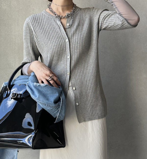  「【WEB限定】袖シアーリブカーディガン」|カーディガン|