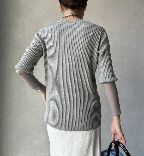  「【WEB限定】袖シアーリブカーディガン」|カーディガン|