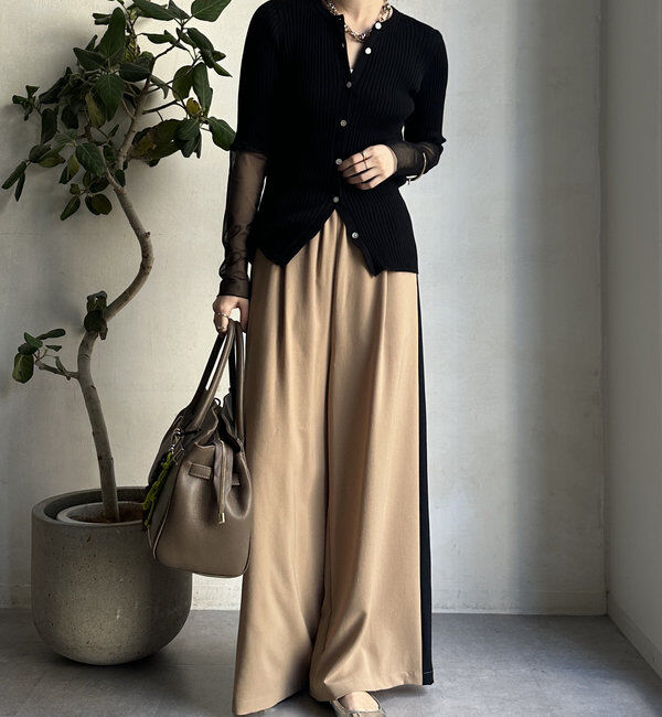  「【WEB限定】袖シアーリブカーディガン」|カーディガン|