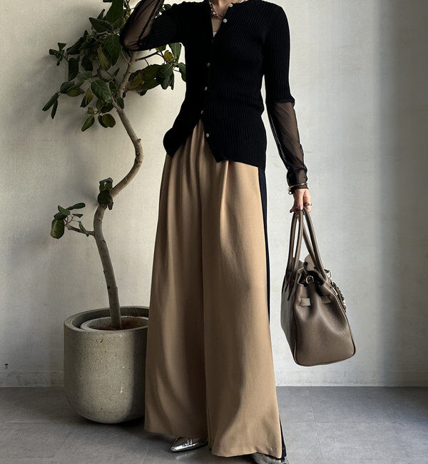  「【WEB限定】袖シアーリブカーディガン」|カーディガン|