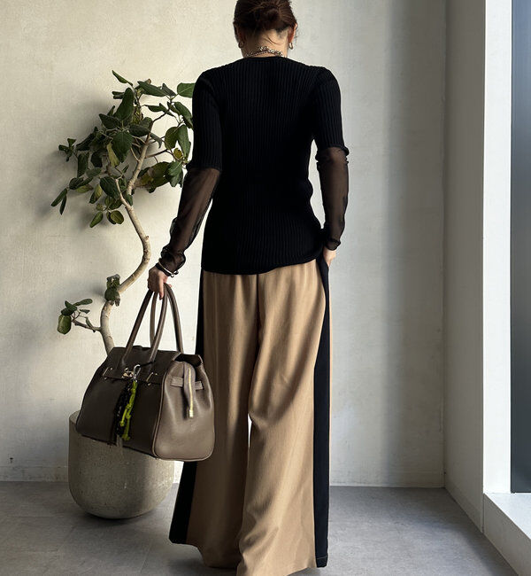  「【WEB限定】袖シアーリブカーディガン」|カーディガン|