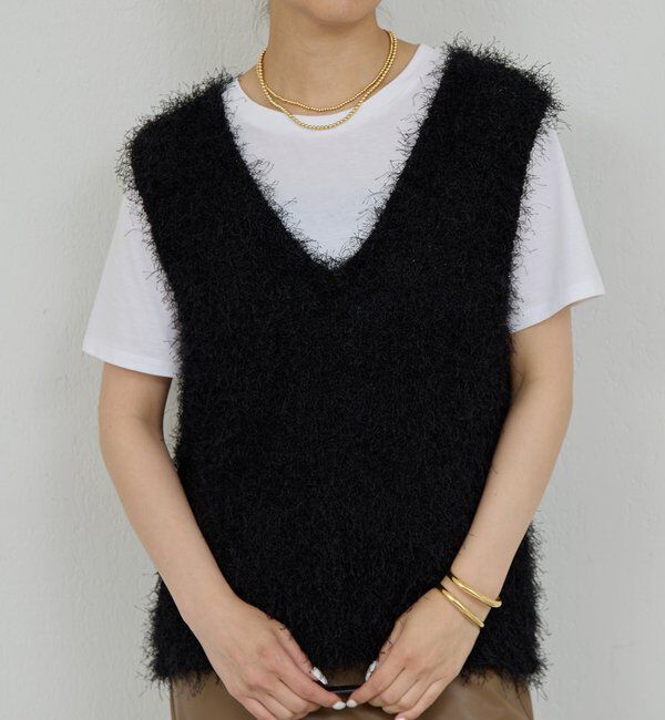  「シャギーニットベスト」|ニット・セーター|ブラック