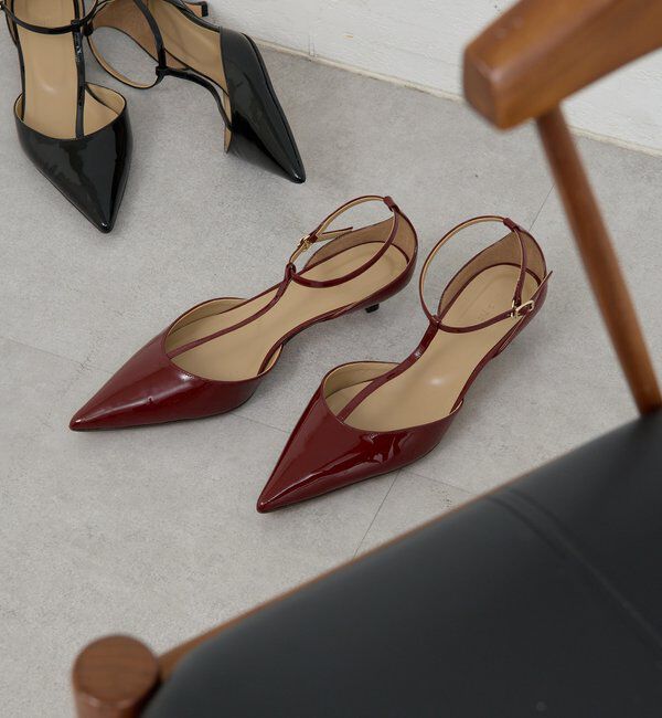  「【オケージョン対応】【2.718】Tストラップパンプス」|ロングブーツ|ボルドー