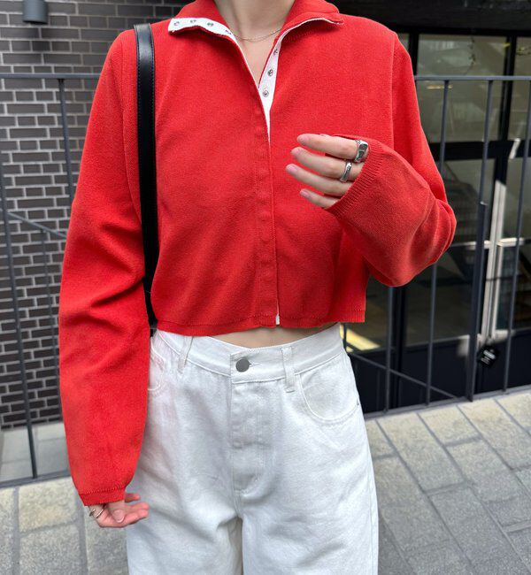  「[mline]配色ハイネックニット」|カーディガン|オレンジ