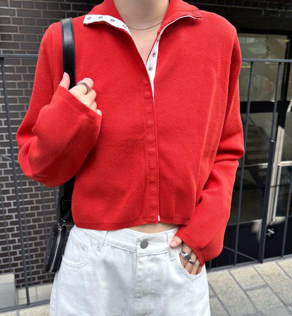  「[mline]配色ハイネックニット」|カーディガン|