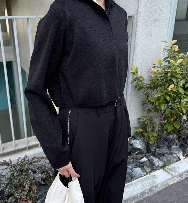  「[mline]配色ハイネックニット」|カーディガン|ブラック