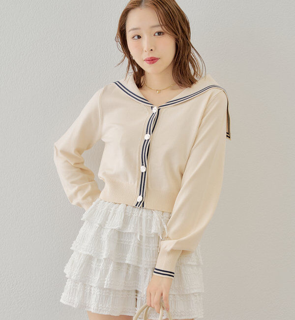  「セーラーカラーニットカーディガン」|カーディガン|