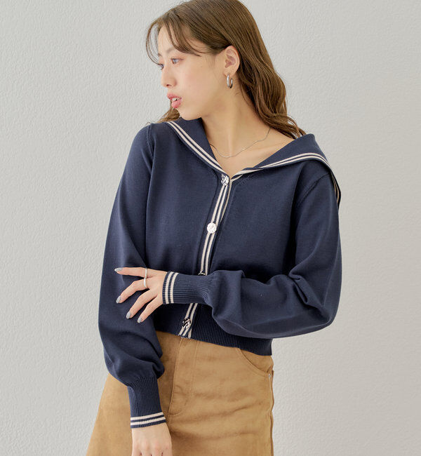  「セーラーカラーニットカーディガン」|カーディガン|