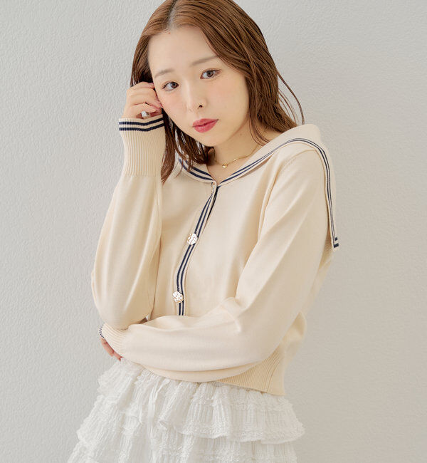  「セーラーカラーニットカーディガン」|カーディガン|