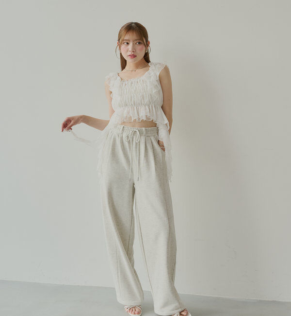  「カーブデザインドロストスウェットパンツ」|チノ|