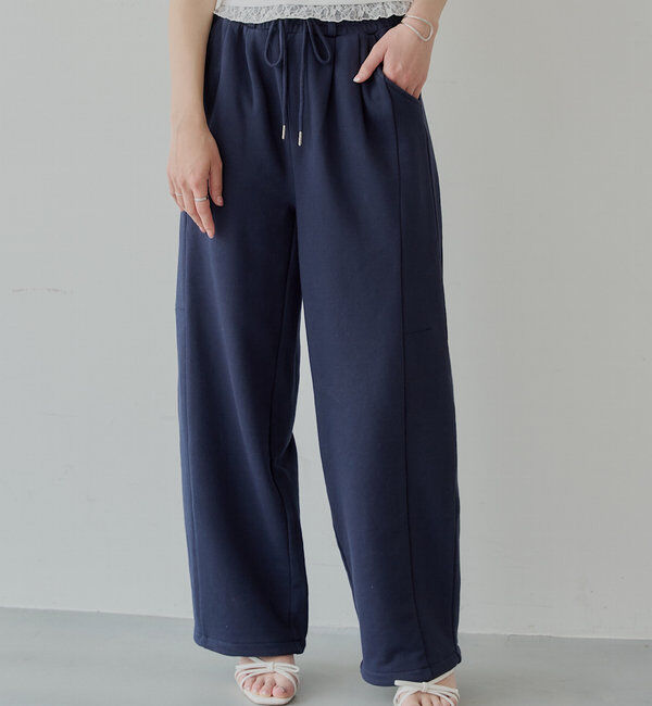  「カーブデザインドロストスウェットパンツ」|チノ|ネイビー