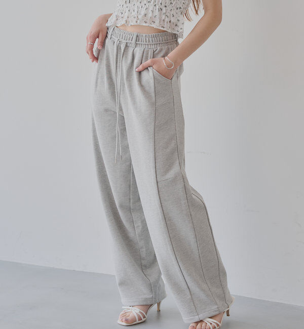  「カーブデザインドロストスウェットパンツ」|チノ|グレー