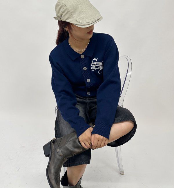  「【SLOPPY/スロッピー】SLOPPY 刺繍カーデ」|カーディガン|