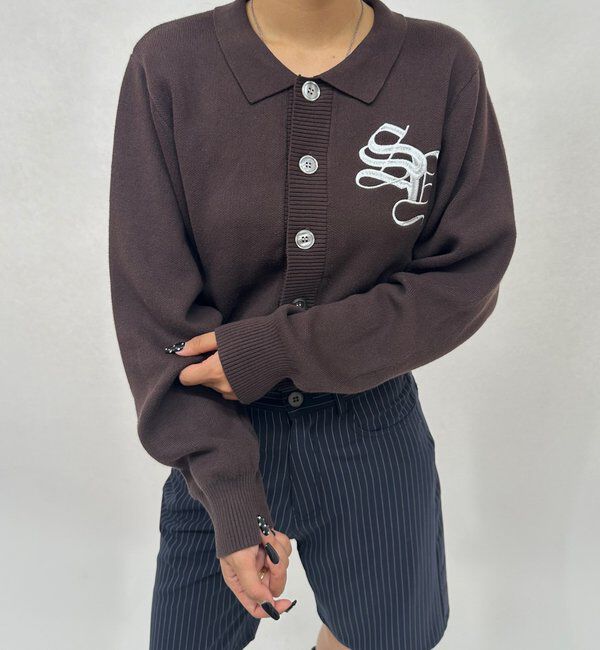  「【SLOPPY/スロッピー】SLOPPY 刺繍カーデ」|カーディガン|