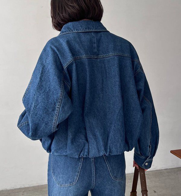  「【サイズ展開あり】ラウンドデニムブルゾン」|ブルゾン・スタジャン|