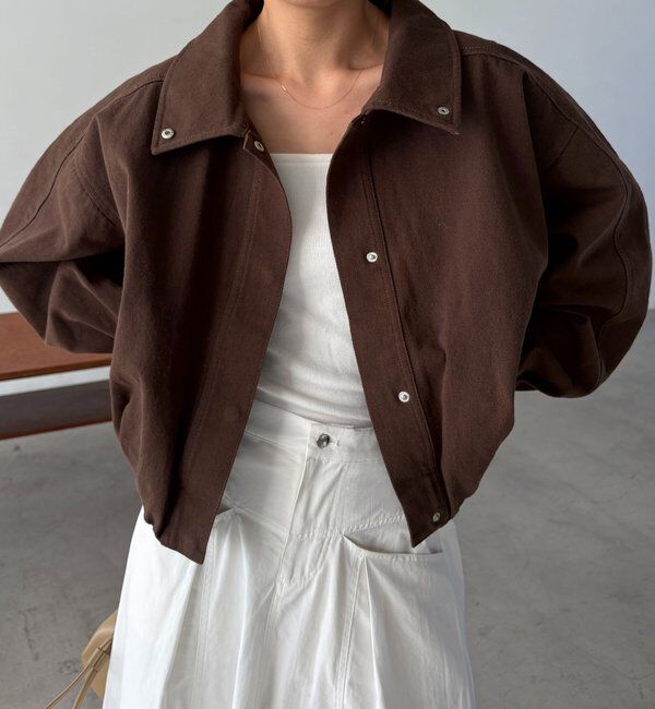  「【サイズ展開あり】ラウンドデニムブルゾン」|ブルゾン・スタジャン|