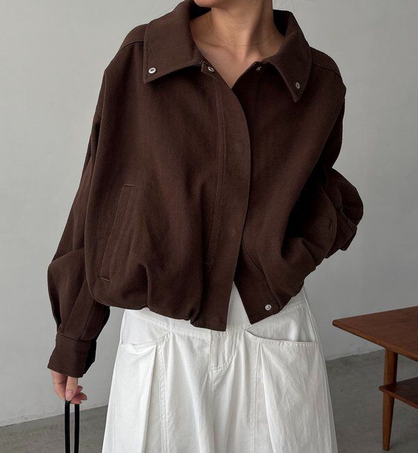  「【サイズ展開あり】ラウンドデニムブルゾン」|ブルゾン・スタジャン|