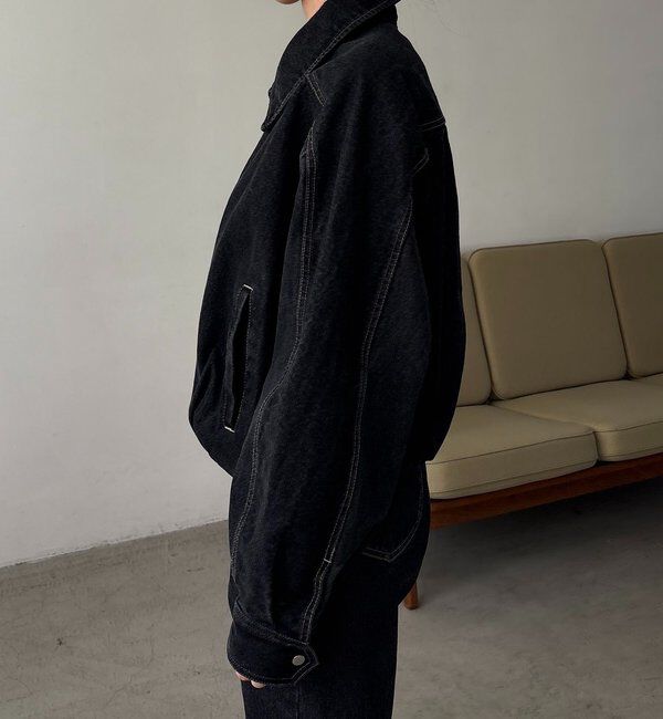  「【サイズ展開あり】ラウンドデニムブルゾン」|ブルゾン・スタジャン|