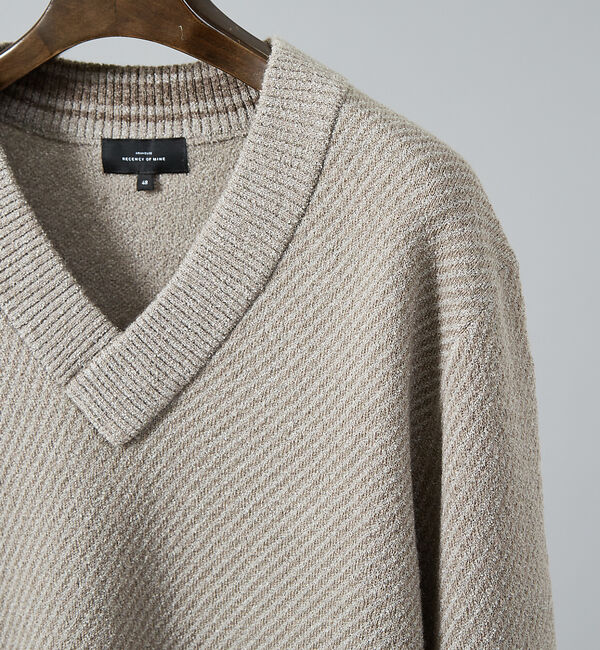 ABAHOUSE「ツイル柄 ブークレーVネックニット」|ニット・セーター|グレー