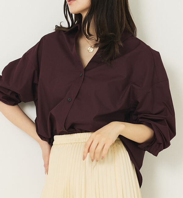 abahouse mavie「メンズライクオーバーシャツ」|シャツ・ブラウス|ボルドー