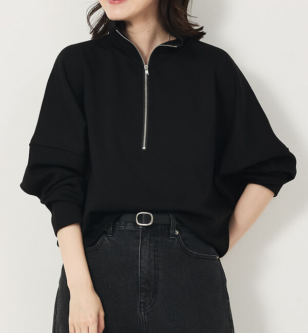 abahouse mavie「ライトダンボールハーフジッププルオーバー」|スウェット・ジャージ|ブラック