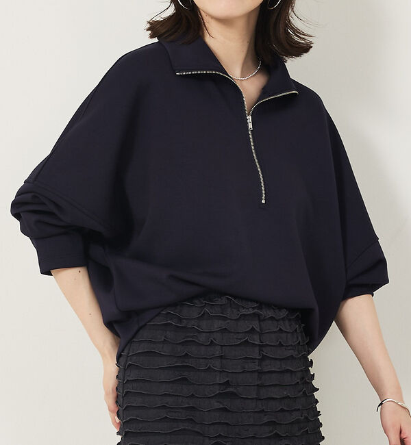 abahouse mavie「ライトダンボールハーフジッププルオーバー」|スウェット・ジャージ|ダークネイビー