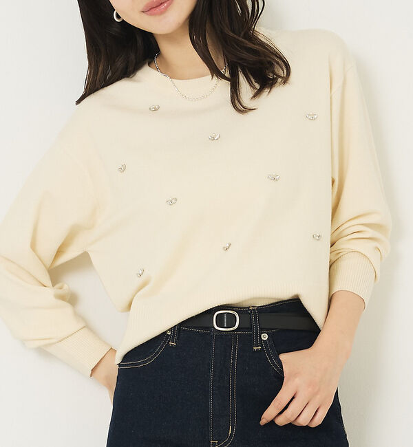 abahouse mavie「ビジューニット」|ニット・セーター|オフホワイト
