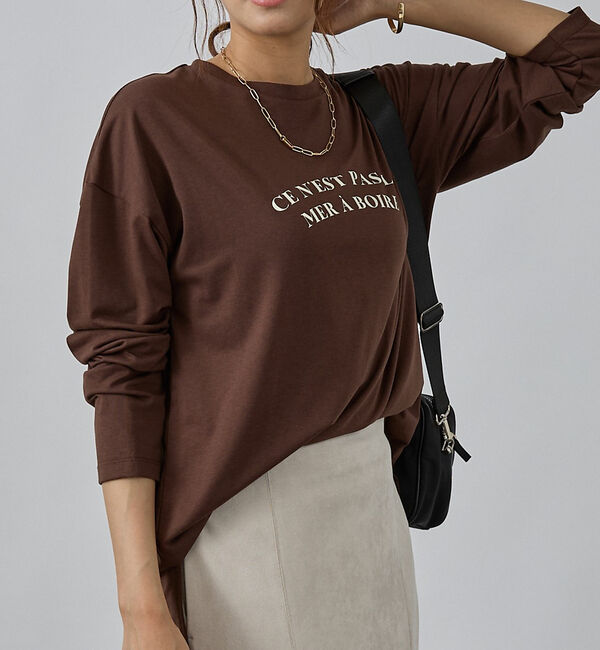 abahouse mavie「ロゴロンT」|Tシャツ・カットソー|ブラウン