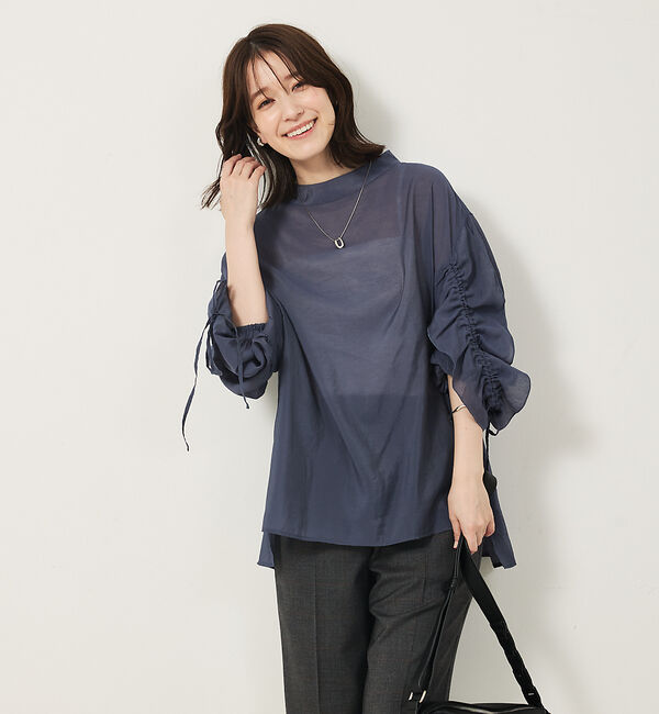 abahouse mavie「フリルギャザーシアーブラウス」|シャツ・ブラウス|