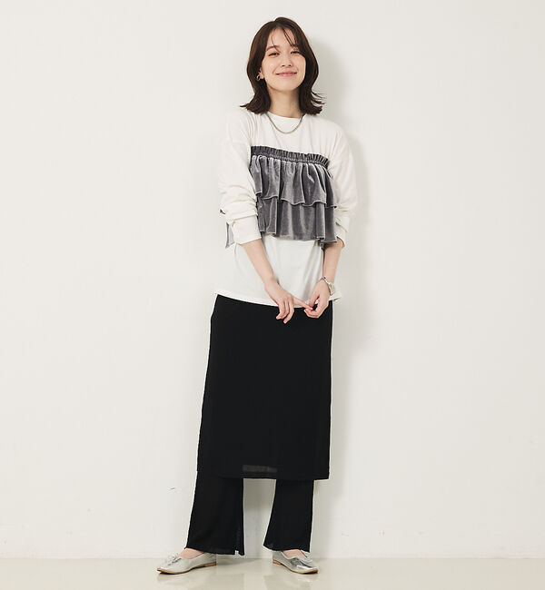 abahouse mavie「【WEB Domani掲載】ベロアビスチェ付ロンT」|Tシャツ・カットソー|