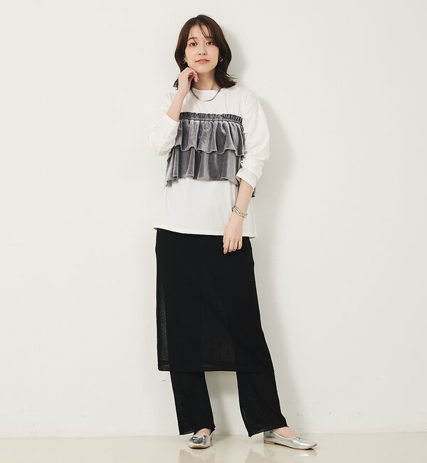 abahouse mavie「【WEB Domani掲載】ベロアビスチェ付ロンT」|Tシャツ・カットソー|