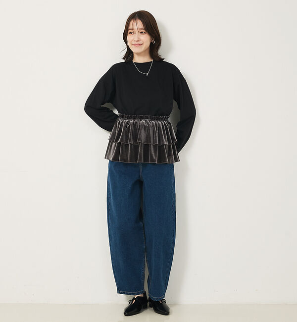 abahouse mavie「【WEB Domani掲載】ベロアビスチェ付ロンT」|Tシャツ・カットソー|