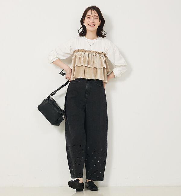 abahouse mavie「【WEB Domani掲載】ベロアビスチェ付ロンT」|Tシャツ・カットソー|