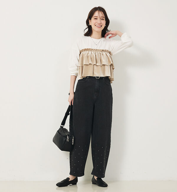 abahouse mavie「【WEB Domani掲載】ベロアビスチェ付ロンT」|Tシャツ・カットソー|