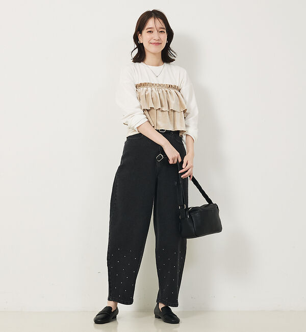 abahouse mavie「【WEB Domani掲載】ベロアビスチェ付ロンT」|Tシャツ・カットソー|