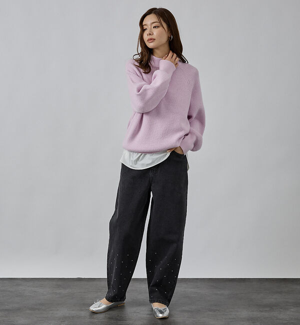 abahouse mavie「片畦モックネックプルオーバー」|ニット・セーター|