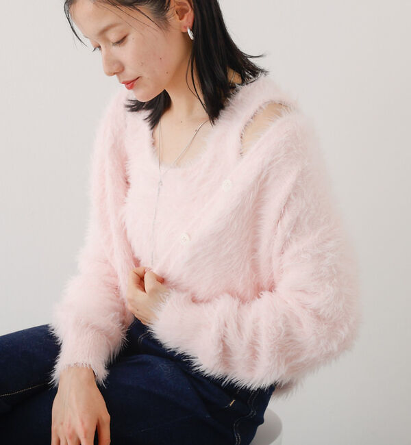 abahouse mavie「【２点セット】シャギーニットアンサンブル」|ニット・セーター|ピンク