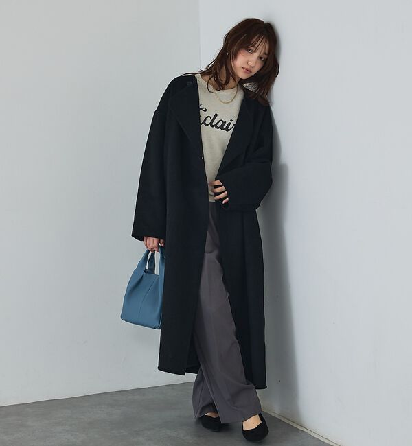 abahouse mavie「【体型カバー】ノーカラーロングコート」|ノーカラーコート|