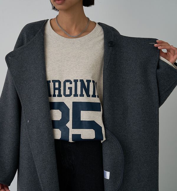 abahouse mavie「【体型カバー】ノーカラーロングコート」|ノーカラーコート|