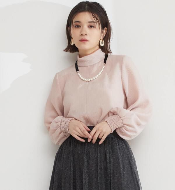  「ハイネックブラウス」|シャツ・ブラウス|ピンク