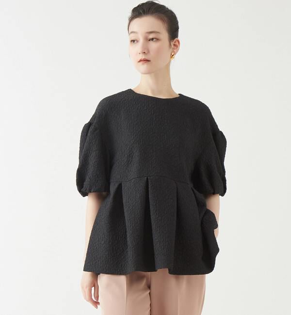 TIARA「ドロップショルダーペプラムブラウス」|シャツ・ブラウス|ブラック系