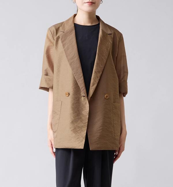 TIARA「シアーテーラードジャケット」|テーラードジャケット|キャメルベージュ