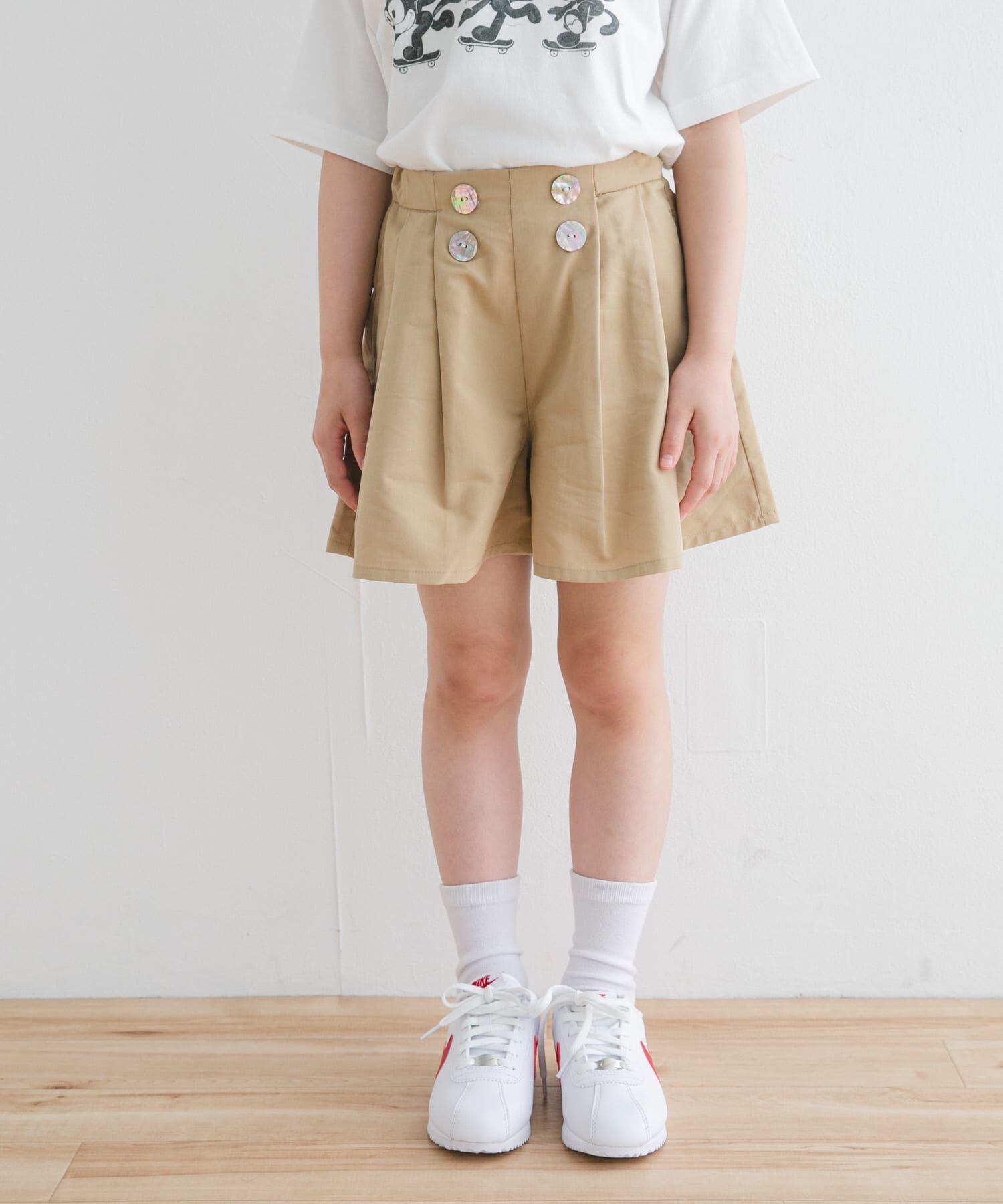 URBAN RESEARCH DOORS「『WEB/一部店舗限定サイズ』フロントボタンキュロットパンツ(KIDS)」|その他|ベージュ